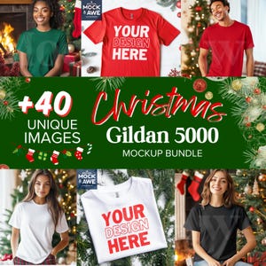 Christmas Holiday Mockup Bundle | Winter Holiday Mockups | Cozy Christmas Vibe Shirt Mocks | Winter Christmas Gildan 5000 Mock