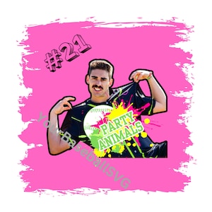 Fêtards SVG PNG DTF Téléchargement numérique pour le numéro 21 Riyan Rodriguez Savannah fête baseball banane banane boule bananes vinyle cricut