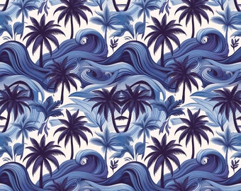Palm Trees and Waves in Cyan Blue #backtoschool #backpacks  #coolbags