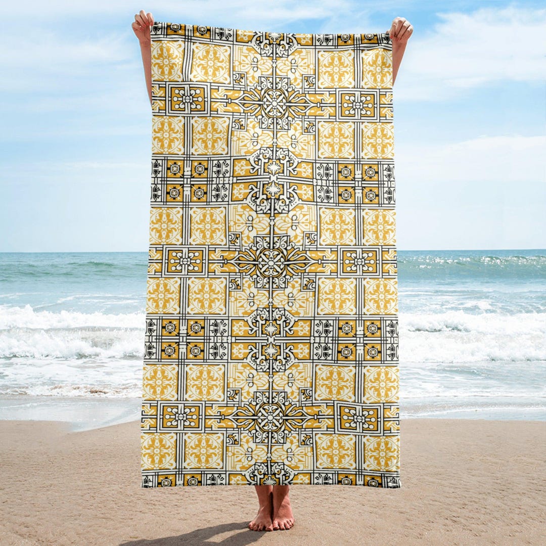 Light Pink French Countryside Print Cotton Beach Towel