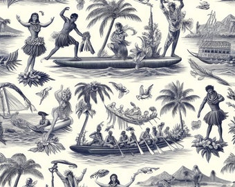 Hawaiian Life in Toile de Jouy: #backtoschool #backpacks #coolbags #toiledejouy #art