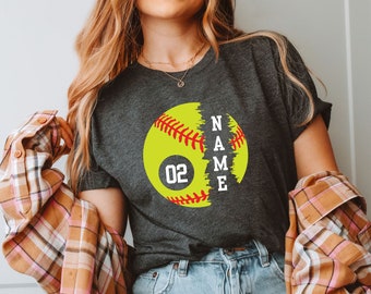 Custom Softball Tshirt, Softball Life Tee,Softball Squad Shirt,Softball Lover Shirt, School Sports Tee, Personalized Name Softball Team Gift