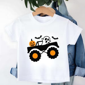 Halloween Monster Truck Shirt | Kids Pumpkin Bat Spooky Tee | Cute Trick or Treat Vehicle Top | Boy&#39;s Monster Truck Shirt  | Halloween Shirt