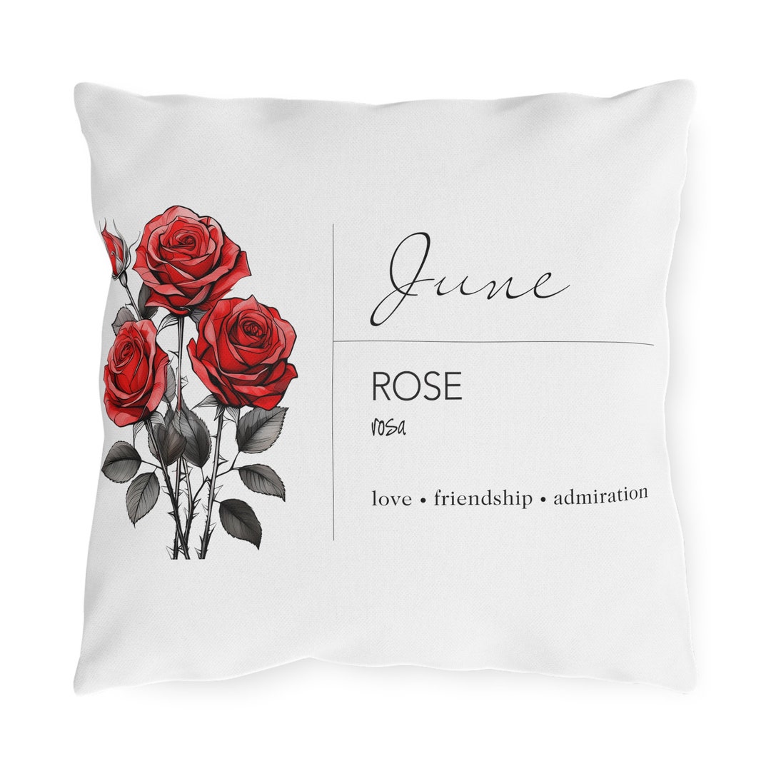 June Birth Flower Outdoor Pillow, Birthday Flower Pillow, Birthday