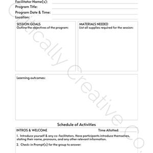 Facilitator Guide Worksheet: Printable Workshop Lesson Plan (PDF) - Etsy