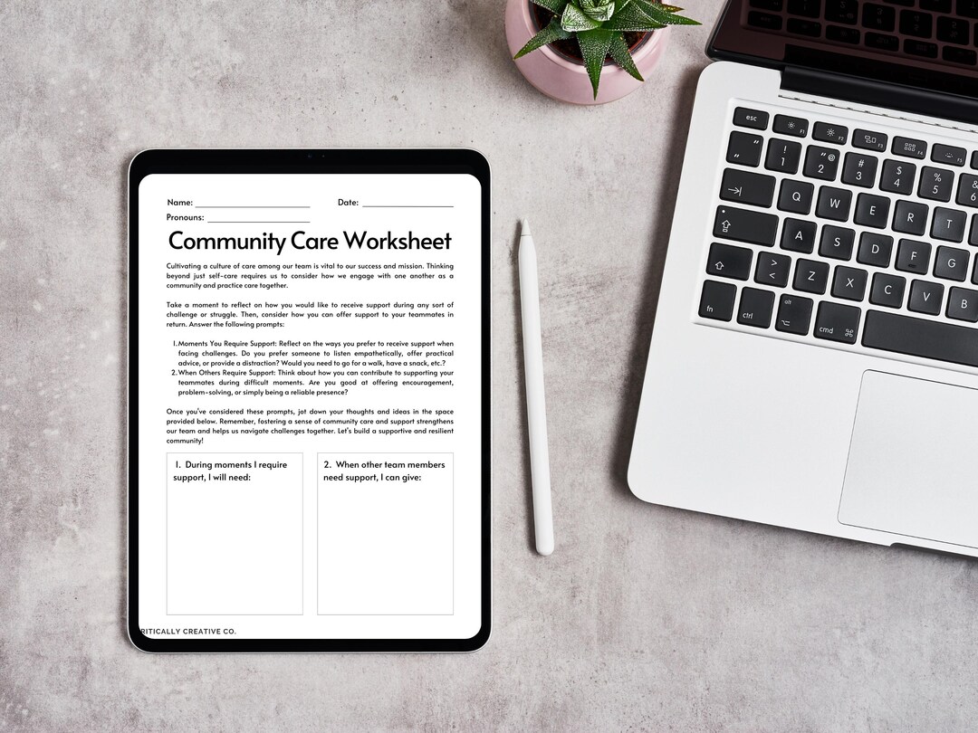 Community Care Worksheet: Printable Community-building & Collective ...