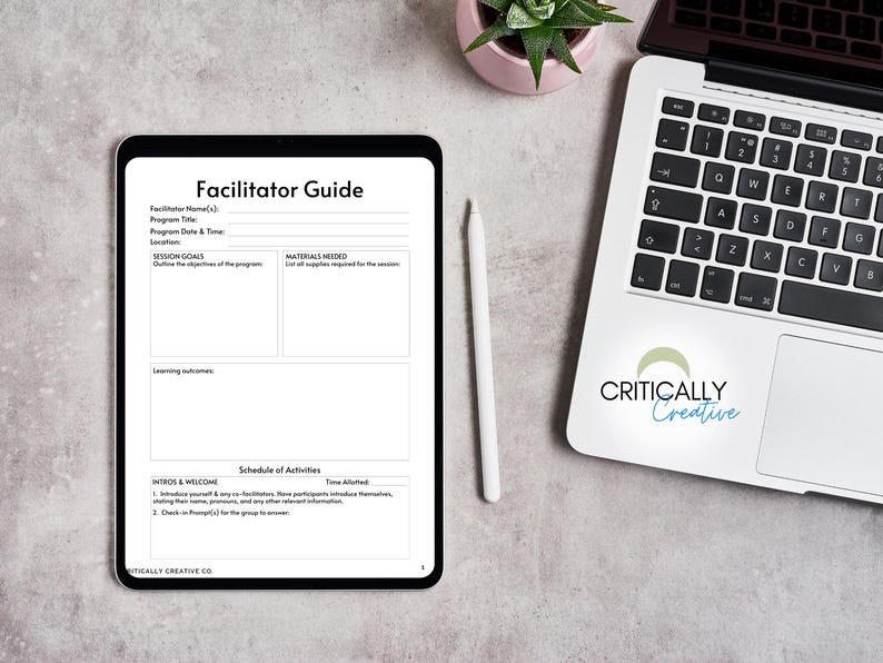 Facilitator Guide Worksheet: Printable Workshop Lesson Plan (PDF) - Etsy