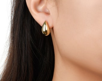 Teardrop Stud earrings 18k Gold Plated, Kylie Earrings, Bold Drop Earrings, Chunky Waterdrop Earrings, Gift for Her