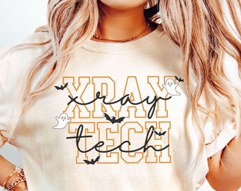 Xray Tech Halloween Shirt, Comfort Colors® Xray Tech Shirt, Halloween X-ray Technologist Tshirt, Spooky Radiology Department, Ghost Bats Tee