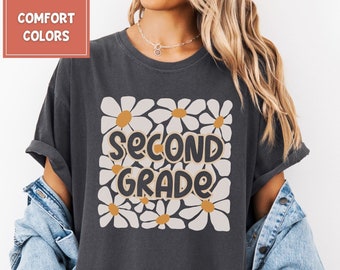 Comfort Colors® Second Grade Teacher Shirt, Floral 2nd Grade Teacher Shirt, Second Grade Teacher Tshirt, Elementary Teacher Shirts