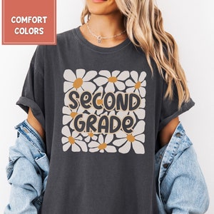 Comfort Colors® Second Grade Teacher Shirt, Floral 2nd Grade Teacher Shirt, Second Grade Teacher Tshirt, Elementary Teacher Shirts