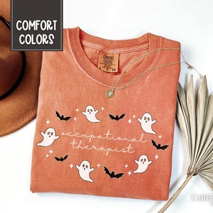 Occupational Therapist Halloween Shirt, Halloween OT Tshirt, Ghost OT Shirt, Ghosts & Bats Shirts for Occupational Therapy, Spooky OT Tee