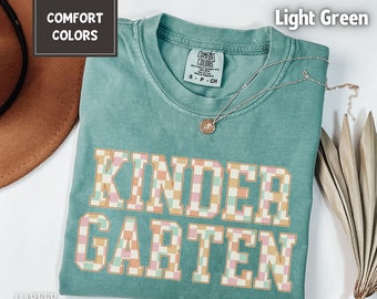 Kindergarten Teacher Shirt, Comfort Colors® Kindergarten Shirt, Kinder Crew, Kinder Garten Teacher Back to School Shirts, Pre-K Teacher