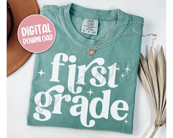 Leraar eerste leerjaar PNG, leraar eerste leerjaar T-shirt ontwerp digitale download (alleen voor persoonlijk gebruik)