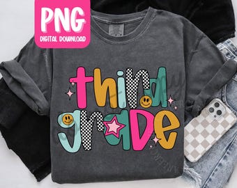 Dritte Klasse Lehrer PNG, Retro 3.Klasse Lehrer Tshirt Design, Lehrer für persönlichen Gebrauch Digitaler Download, Zurück zu Schullehrer Tshirt PNG