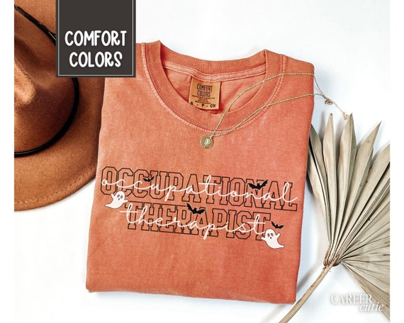 Occupational Therapist Halloween Shirt, Comfort Colors® OT Shirt, Halloween OT Tshirt, Occupational Therapy Shirt, Ghost & Bats Graphic Tee