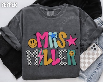 Personalized Teacher Name Shirt, Custom Teacher Tshirt, Back to School Teacher Team Shirts, Retro Comfort Colors® Teach T-shirt CRT2502
