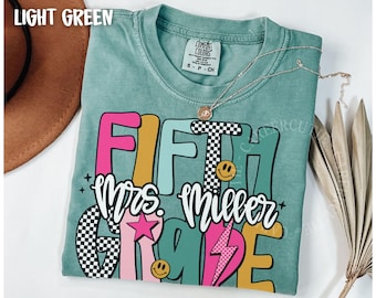 Custom Fifth Grade Teacher Shirt, Comfort Colors® 5th Grade Shirt, Personalized Teacher Name Shirt, Teacher Back to School Shirts