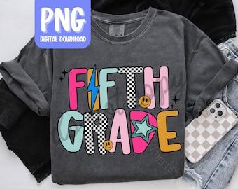 Fifth Grade Teacher PNG, Retro 5th Grade Teacher Tshirt Design, Personal Use Teacher Digital Download, Back to School Teacher Tshirt PNG