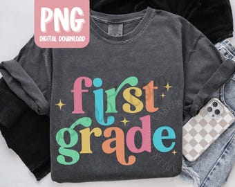 Leraar eerste leerjaar PNG, leraar eerste leerjaar T-shirt ontwerp digitale download (alleen voor persoonlijk gebruik)