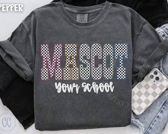 Custom School Tshirt Back to School Shirts Customizable School Mascot Shirt, Personalized Comfort Colors T-shirts, Spirit Week Shirt CC25010