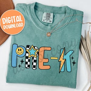 Pre-K PNG, Retro PreK Tshirt Design, Personal Use Teacher Digital Download, Back to School Teacher Tshirt PNG