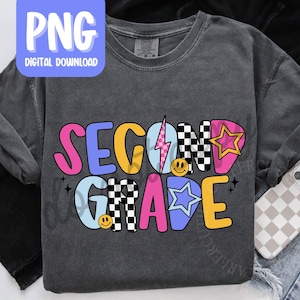 Second Grade Teacher PNG, Retro 2nd Grade Teacher Tshirt Design, Personal Use Teacher Digital Download, Back to School Teacher Tshirt PNG