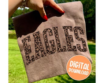 Eagles PNG - Eagles Mascot PNG - Leopard Print Collegiate Png, School Spirit Back to School Mascot PNG, Personal Use Download DLC12501