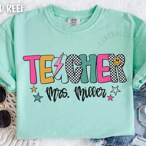 Personalized Teacher Name Shirt, Custom Teacher Tshirt, Back to School Teacher Team Shirts, Retro Comfort Colors® Teach T-shirt