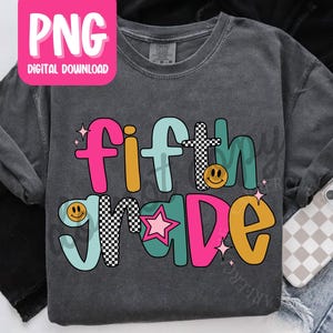 Fünfte Klasse Lehrer PNG, Retro 5te Klasse Lehrer Tshirt Design, Lehrer für persönlichen Gebrauch Digitaler Download, Zurück zu Schullehrer Tshirt PNG