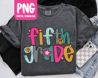 Fünfte Klasse Lehrer PNG, Retro 5te Klasse Lehrer Tshirt Design, Lehrer für persönlichen Gebrauch Digitaler Download, Zurück zu Schullehrer Tshirt PNG