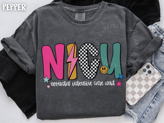 NICU Nurse Shirt, Comfort Colors® NICU Shirt, Retro Checkered Nurse Shirt, Neonatal ICU Nurse Tshirt, Registered Nurse Shirt