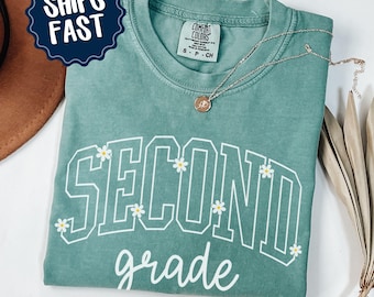 Comfort Colors® Second Grade Teacher Shirt, Floral 2nd Grade Teacher Shirt, Second Grade Teacher Tshirt, Elementary Teacher Shirts