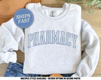 Pharmacy Sweatshirt, Preppy Seersucker Pharmacy Pullover - Tshirts, Long Sleeve Tees and Sweatshirts Available - C2614