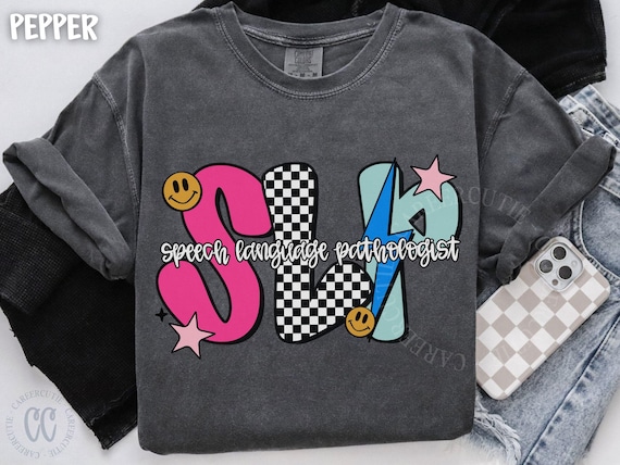 Speech Language Pathologist Shirt Comfort Colors SLP Tshirt, Retro Checkered Speech Therapist Shirt, SLP Graduation Gift