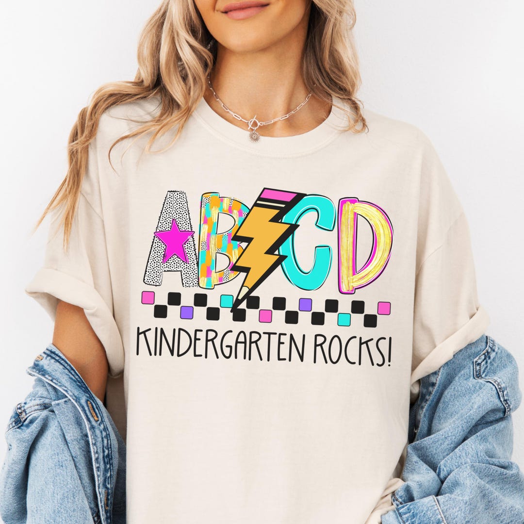 Kindergarten Teacher Shirt Retro ABCD Kindergarten Rocks Shirt Cute ...