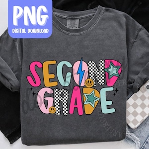 Second Grade Teacher PNG, Retro 2nd Grade Teacher Tshirt Design, Personal Use Teacher Digital Download, Back to School Teacher Tshirt PNG