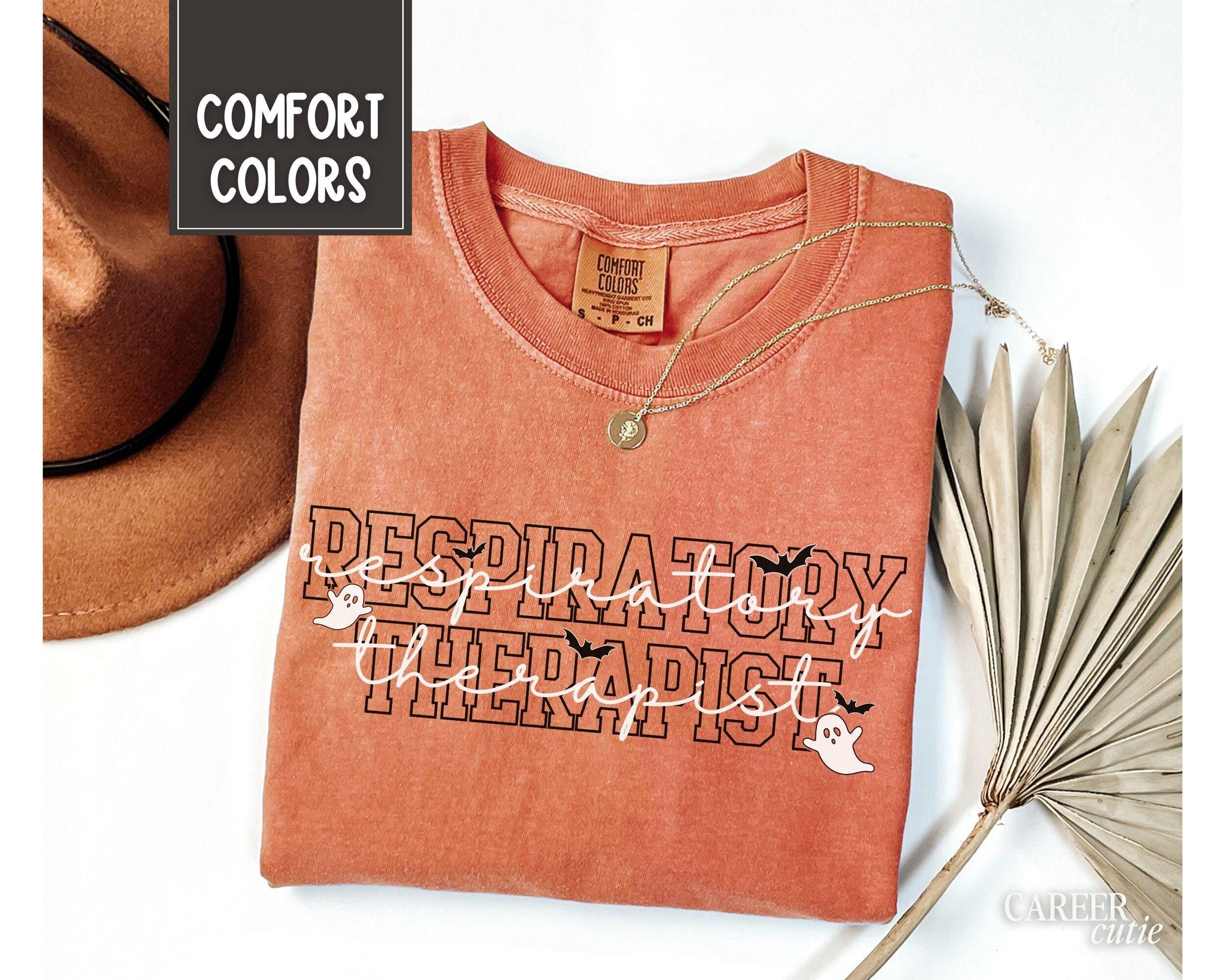 Respiratory Therapist Halloween Shirt, Comfort Colors® RT Shirt, Halloween RT Tshirt, Respiratory Therapy Shirt, Spooky Ghost & Bats Shirt