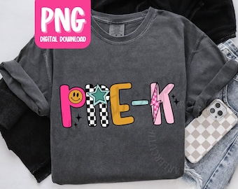 Pre-K Teacher PNG, Retro Preschool Teacher Tshirt Design, Prek PNG Digital Download (Personal Use Only)