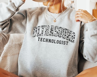 Ultrasound Tech Sweatshirt, Snow Leopard Print Ultrasound Technologist Pullover CC25032