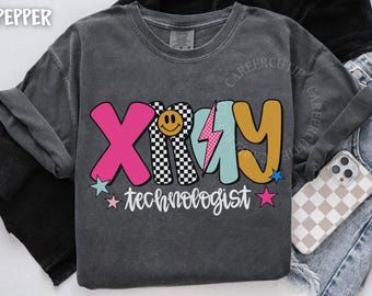 Comfort Colors® Xray Tech Shirt, Retro Checkered X-Ray Technologist, Radiology Graduation Gift, Medical Imaging Tech, Tech Week Gifts
