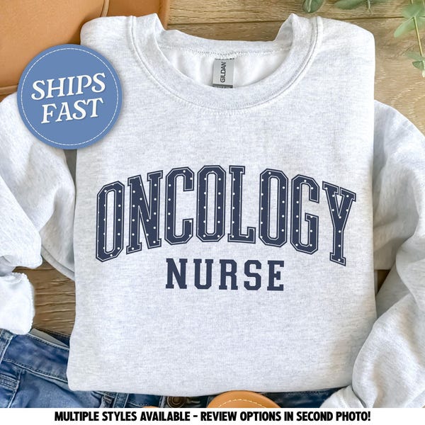 Oncology Nurse Sweatshirt - Polka Dot Oncology RN Pullover - Tshirts, Long Sleeve Tees and Sweatshirts Available - C2613