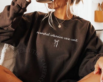 Sudadera de enfermera de la UCIN, Sudadera de cuello redondo de la Unidad de Cuidados Intensivos Neonatales, Sudadera de enfermera de la UCIN CC25029