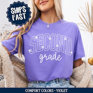 Comfort Colors® Second Grade Teacher Shirt, Floral 2nd Grade Teacher Shirt, Second Grade Teacher Tshirt, Elementary Teacher Shirts