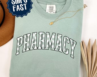 Comfort Colors® Pharmacy Shirt, Pharmacist Tshirt, PharmD Graduation Gift, Doctor of Pharmacy, Retro Checkered Pharmacy Tee