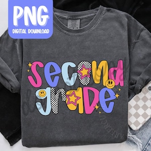 Second Grade Teacher PNG, Retro 2nd Grade Teacher Tshirt Design, Personal Use Teacher Digital Download, Back to School Teacher Tshirt PNG