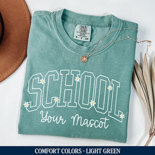Camiseta escolar personalizada, camisetas de regreso a clases, camiseta de mascota escolar personalizable, camiseta de espíritu escolar, camiseta personalizada Comfort Colors® DC2501