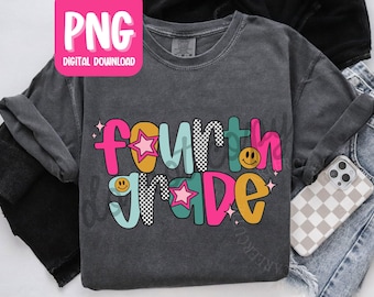 Fourth Grade Teacher PNG, Retro 4th Grade Teacher Tshirt Design, Personal Use Teacher Digital Download, Back to School Teacher Tshirt PNG