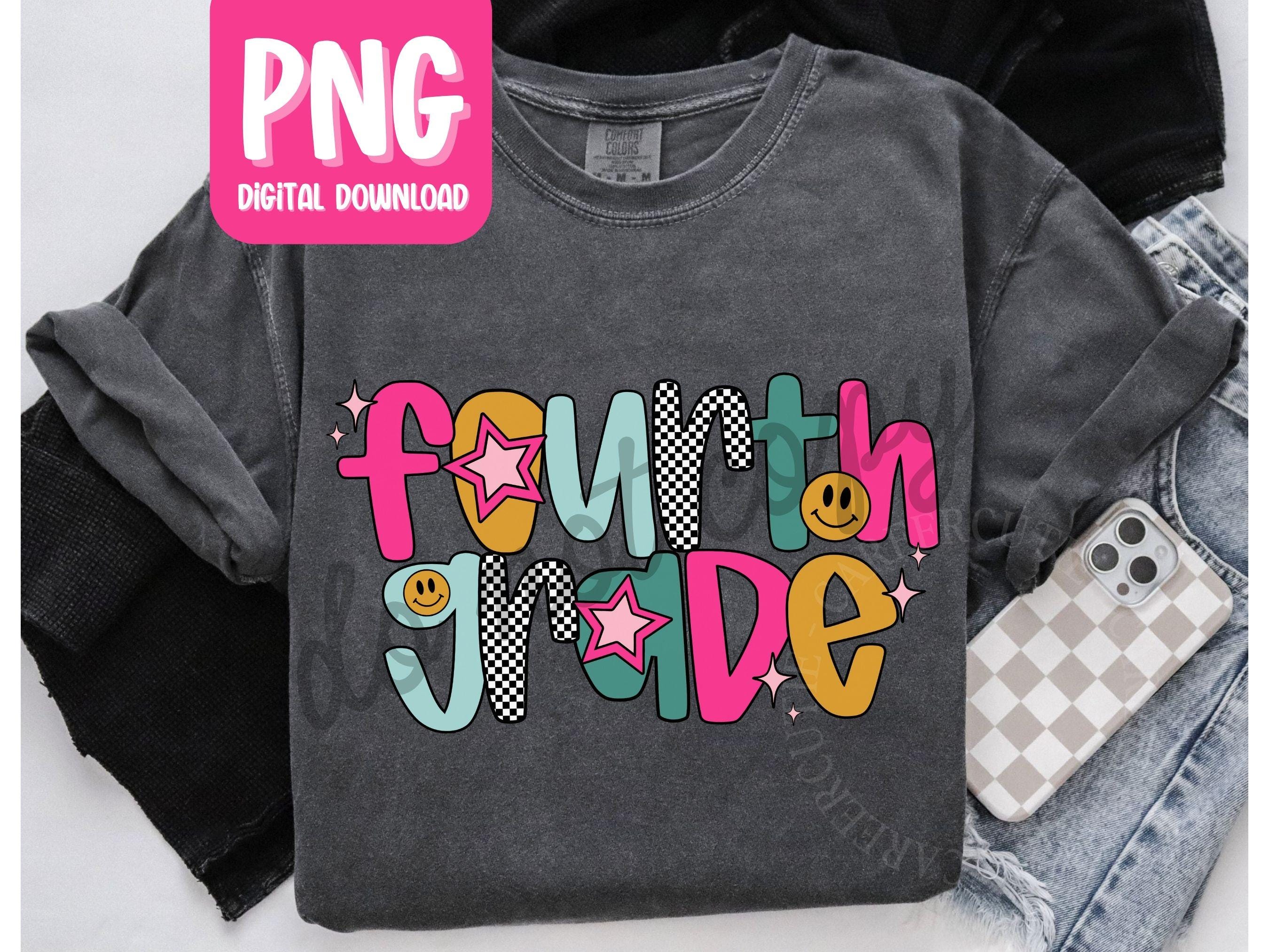 Vierter Klasse Lehrer PNG, Retro 4.Klasse Lehrer Tshirt Design, Lehrer für persönlichen Gebrauch Digitaler Download, Zurück zu Schullehrer Tshirt PNG