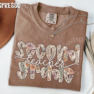 Second Grade Teacher Shirt, Comfort Colors® Teacher Shirt, Boho Floral Teacher Shirt, 2nd Grade Teacher T-shirt, Second Grade Teacher Tee